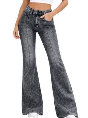 L.A Girl Can’t Blame Them Stretch Flare Jeans - Black Wash - Size 7